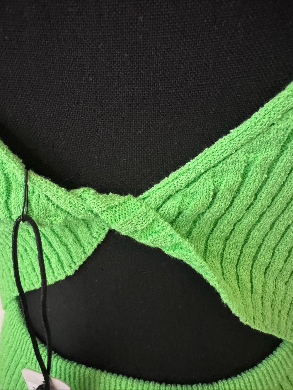 NWT SELF CONTRAST Jada Ribbed Knit Open Back Midi Dress - Acid Lime - Small - Picture 7 of 7